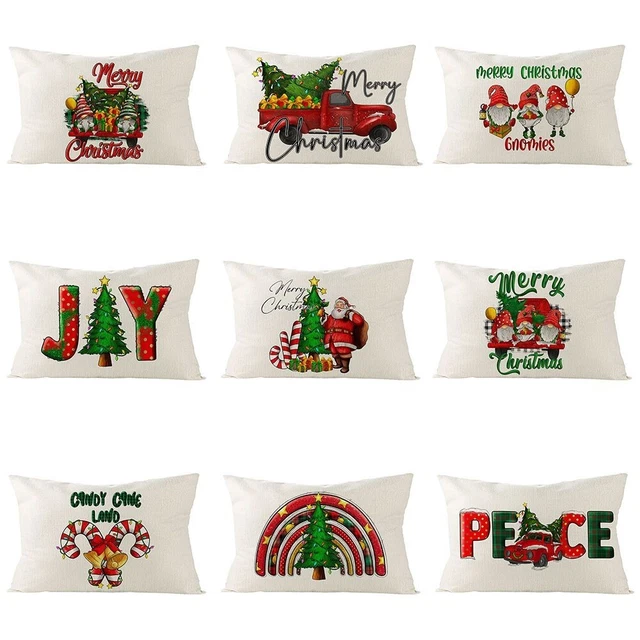 Home Car Cushion Cover Pillowcase Cotton Linen One Sided Print
