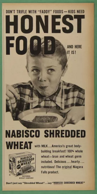 Nabisco Shredded Wheat Kids Need Honest Food Vintage Print Ad 1952