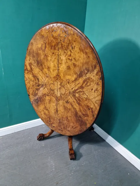 An Antique Victorian Burr Walnut Oval Topped Breakfast Table ~Delivery Available