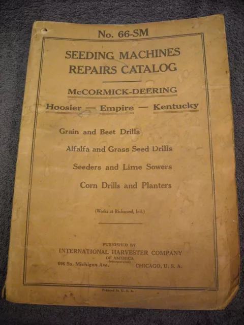 1926 No. 66-SM McCormick Deering Seeding Machines Parts Manual Drill Sow Planter