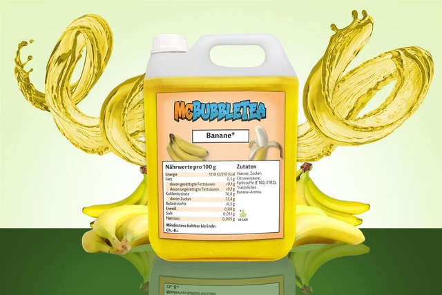 (7,99 EUR/l) Bubble Tea Sirup 5 Liter Banane Infusion Konzentrat 5 Liter 1:20