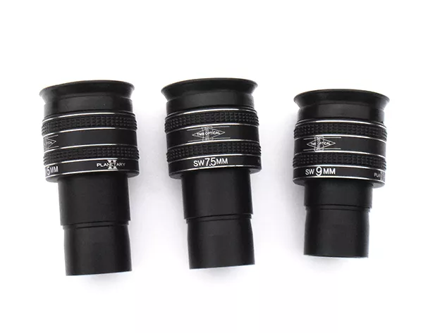 A set of 3 TMB Planetary 1.25" Eyepieces. Focal length: 3.2mm, 7mm, & 9mm