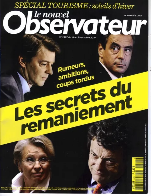 LE NOUVEL OBSERVATEUR n°2397 14/10/2010  Secrets du remaniement/ Daho & Moreau