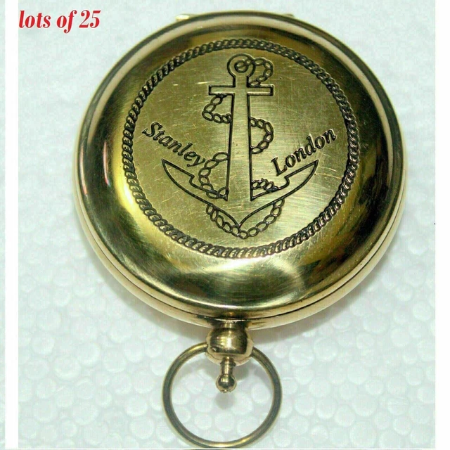 Brújula Vintage Pocket Brass Button Push Old Antique Finish Style lotes de...