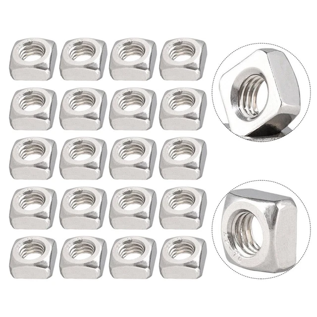Filettatura liscia M6 A2 set dadi quadrati 20 pz. DIN562 SOTTILE nu ACCIAIO INOX