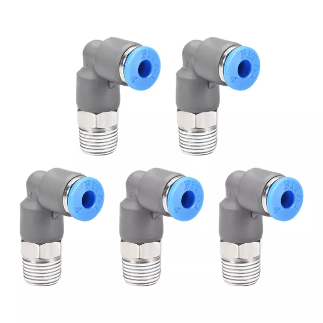 Coude Connexion Pression Raccords 4mm Tube x 1/8PT Mâle Filetage Connecteur 5Pcs