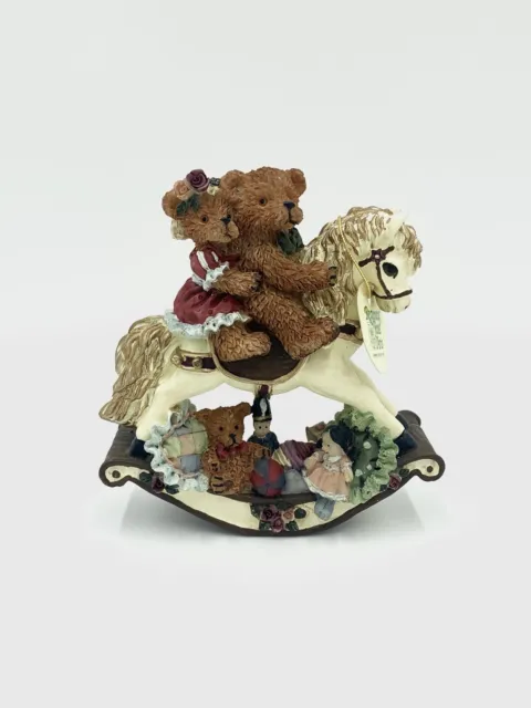 Vintage Regency Fine Arts Joy Ride Bears On Rocking Horse Figurine 11cm