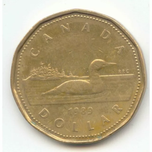 1989 Loonie Canada One Dollar $1 Loon coin Queen Elizabeth II Circulated