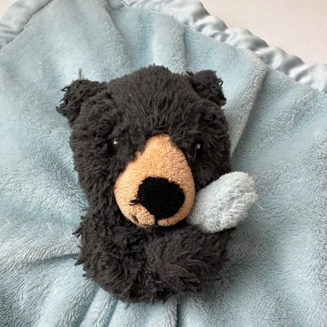 Carters Hugging Black Bear Lovey Security Blue Blanket Plush Satin 2018 Crib Bab