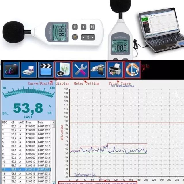 Profi Schallpegelmessgerät 50-130dB Dezibel Messgerät Digital Schallpegelmesser