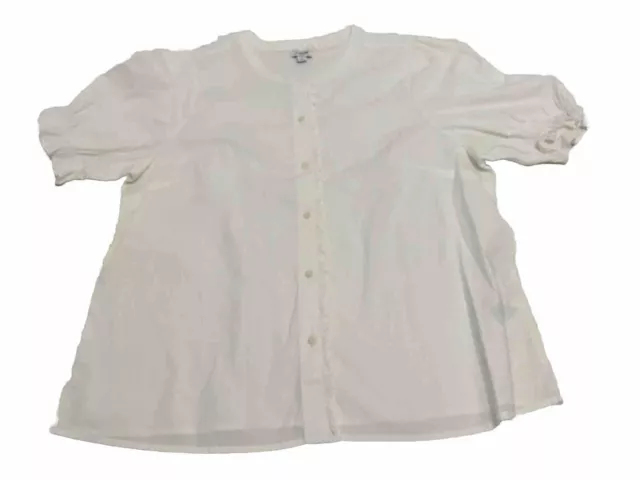 J Crew White Cotton Ruffle Blouse, Size XL