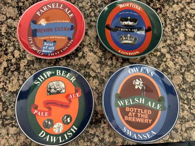 Owens WELSH ALE Set of 4 Pub Bar 8" Appetizer Plates  mint condition