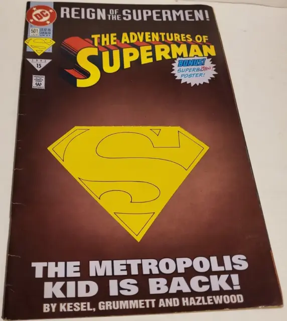 DC Comics Comic Book: The Adventures of Superman #501 with Super Poster 1993
