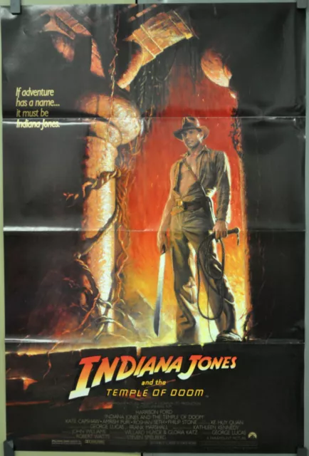 Indiana Jones Et le Temple De Doom 1984 Orig. 27X40 Film Affiche Harrison Ford