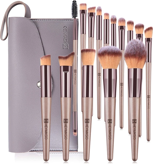 15 Pennelli Make up Professionali, Setole Morbide E Manici Affusolati e Trousse
