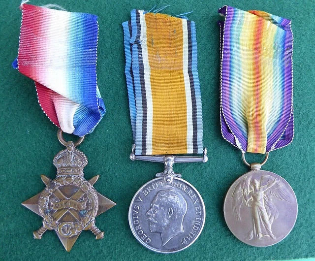 WW1 BRITISH 1914-15 Star War & Victory Medal Trio R-9795.PTE.E.WATSON.K - Foto 7