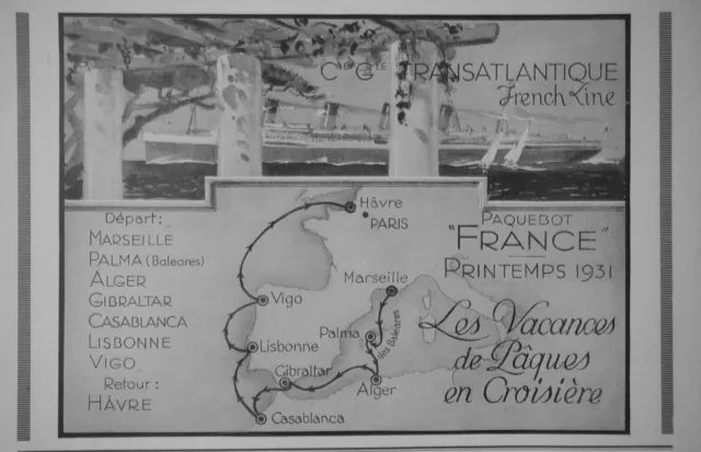 1931 ADVERTISING LINER FRANCE Cie Gle TRANSATLANTIC FRENCH LINE - ADVERTISING