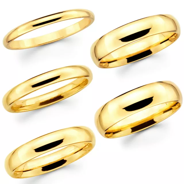 Solid 10K Yellow Gold 2mm 3mm 4mm 5mm 6mm Comfort Fit MenWomen Wedding Band Ring