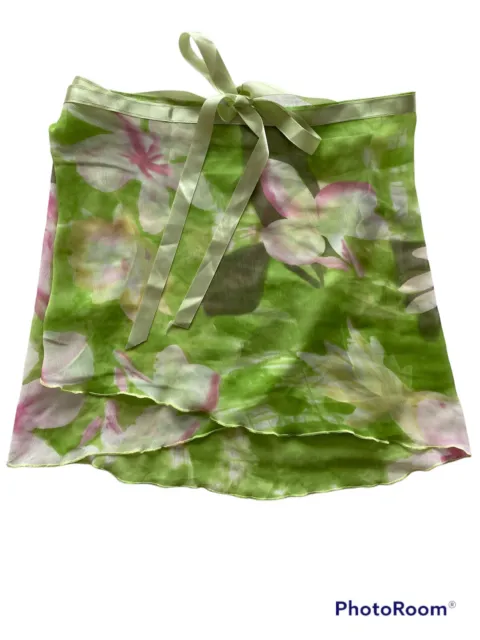 Dance Wrap Skirt Colorful Floral Girls One Size Self Tie