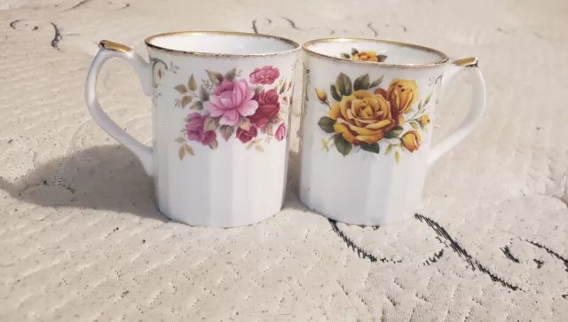 Vintage Elizabethan Fine Bone China Pink Rose Coffee Tea Cup Mug 2 Pc Set