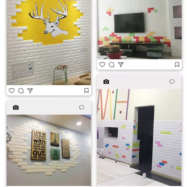 10 piezas Azulejos 3D Ladrillo Pegatina de pared Autoadhesivo Impermeable Papel pintado