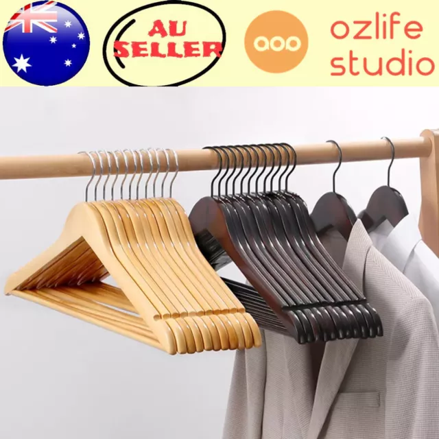 10-120pcs Wooden Clothes Hangers Coat Pants Suits Coat Hangers Rack Wardrobe