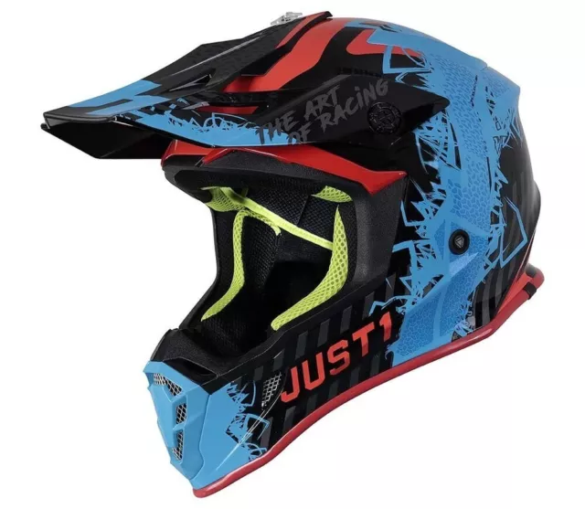 Just1 J38 Mask Blue/Red/Black Adult Motocross MX Helmet Size X-Large