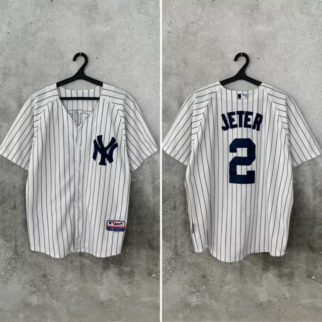 New York Yankees Baseball T-Shirt #2 Jeter Mlb Majestic Jersey Size L