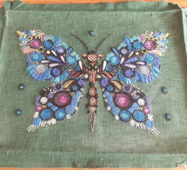 Vintage Large Completed Tapestry Picture BUTTERFLY Handmade