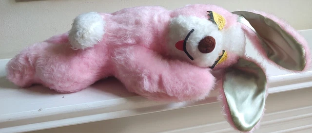 Vintage Teddy Bear Pink Bunny Rabbit Plush Stuffed Animal Sleeping Toy 12" Gund