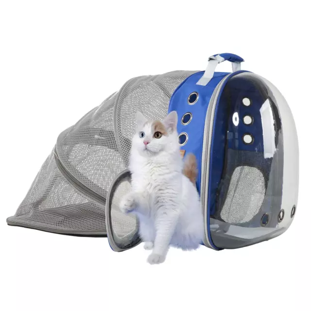 Pet Cat Dog Carrier Backpack Bubble Back Expandable Travel Bag Airline Approved