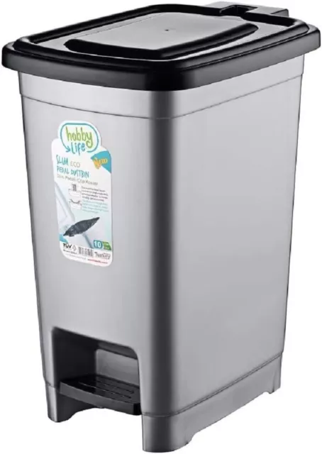 10L Plastic Pedal Bin Kitchen Bathroom Office Rubbish Dustbin Basket Black