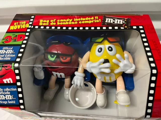 M&M At the Movies Candy Dispenser Red & Yellow RARE FRENCH & ENG M&M Surprised 2