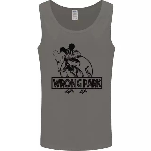 Wrong Park Funny T-Rex Dinosaur Jurassic Mens Vest Tank Top