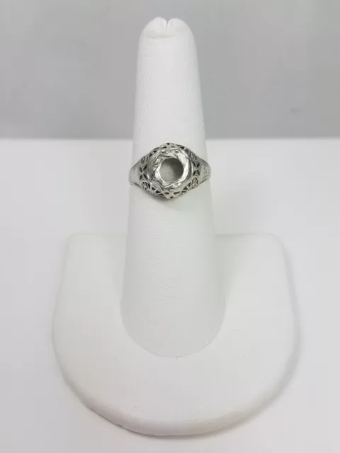 Early 1900's Birks 18k White Gold Engagement Ring Mount To Restore (7405)