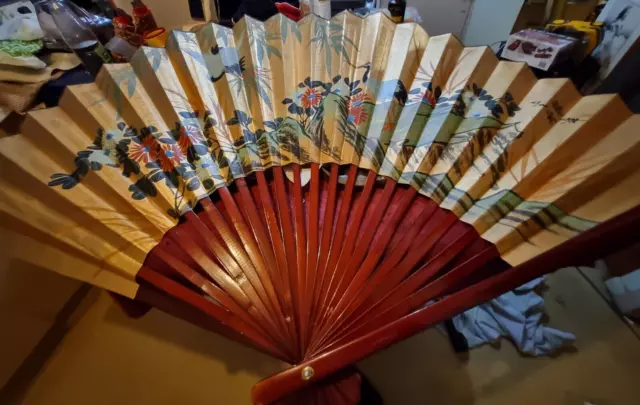 Vntage Japanese paper wall fan 150cm