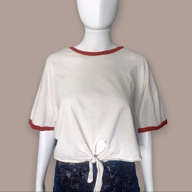 Forever 21  Front Knot Ringer T-Shirt Women's Size Large