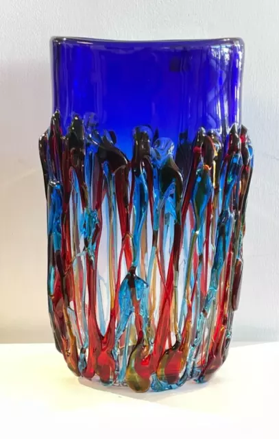 MURANO GRANDE VASO in vetro colorato fatto a mano - firma dell'artista EUR  798,78 - PicClick IT