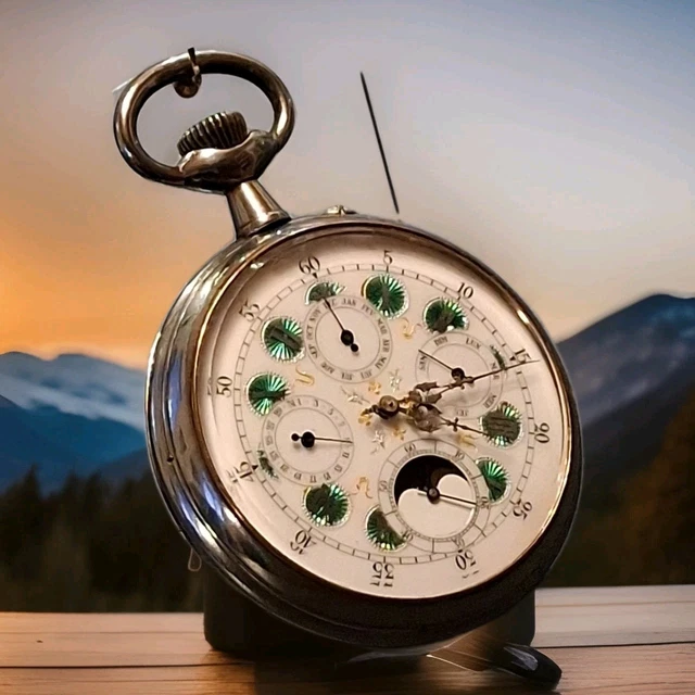 Régulateur Ancien Montre De Poche - Diamètre 70mm, Vert, Mécanique Manuel, Occasion