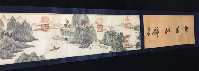 Old Chinese Perfect Hand Painting Long Scroll  By Tang Yin 唐寅