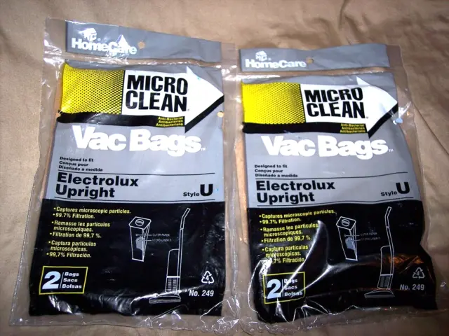 4 Micro Clean Vacuum Bags Filter Electrolux Upright Style U 99.7% Micro Particle