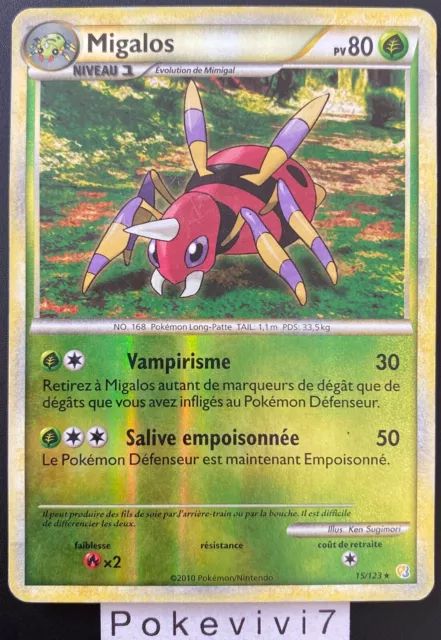 Carte Pokemon MIGALOS 15/123 RARE REVERSE HGSS HEARTGOLD SOULSILVER FR OCCASION
