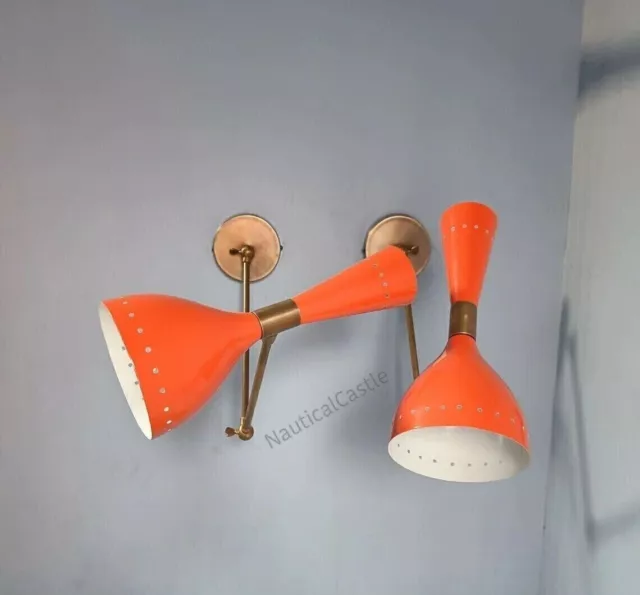 Orange Wall Sconce Diabolo Pair of Modern Italian Wall Lights Wall Fixture Lamp