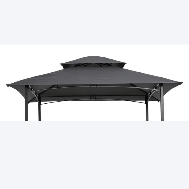 Grill Gazebo Tent Cover Canopy Only 5-ft x 8-ft Peaked Rectangle Metal Gray
