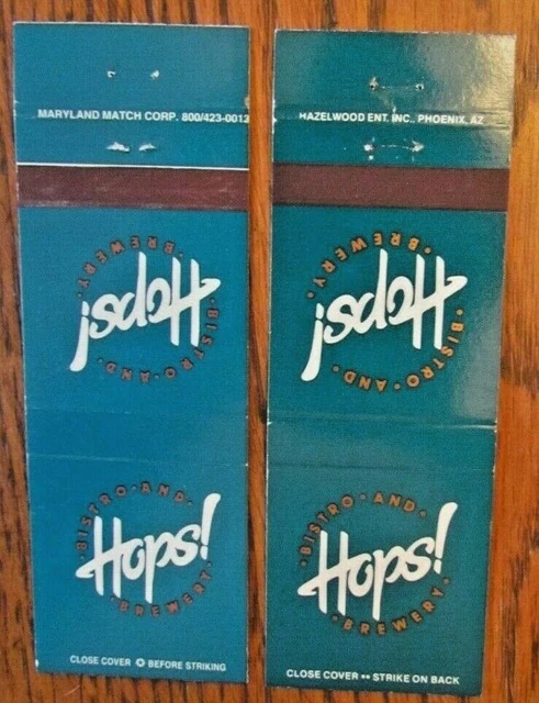 Hops Bistro & Brewery Brew Pub 2 Different Matchbook Matchcovers -E1