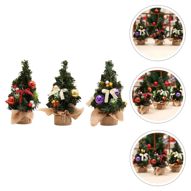 3 pz tessuto albero regalo di Natale piccoli alberi di Natale rosso