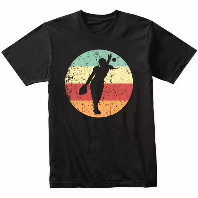 Softball Pitcher Silhouette Retro Softball Player T-Shirt - Retro Colors
