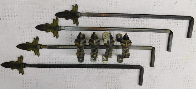 4 Vintage Victorian Art Deco Swing Arm Curtain Rods-2 PAIRS+ 4 BRACKETS LOT 1