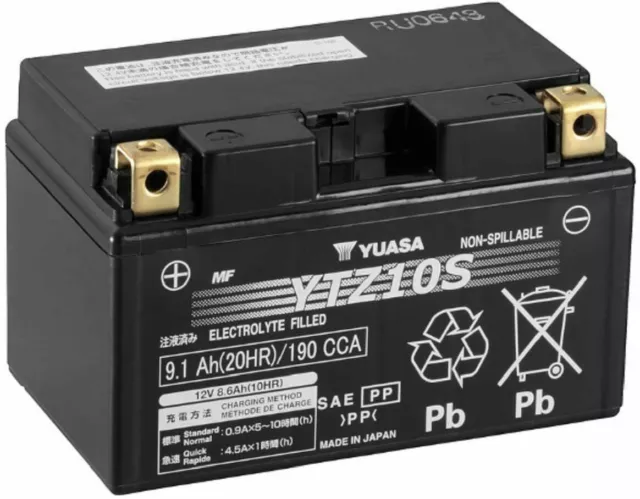 Batteria Yuasa YTZ10-S Sigillata 12v 9,1 ah 190 spunto attivata Per Moto