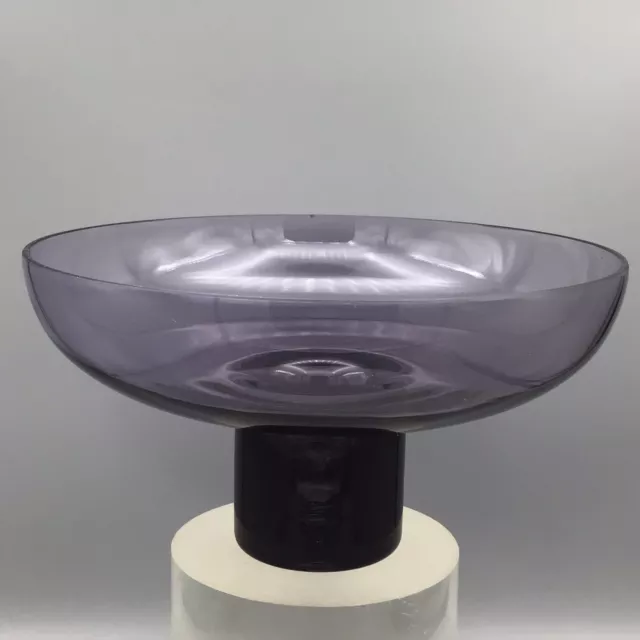 VTG modernist amethyst glass pedestal Fruit Console Bowl Candle Morgantown ?